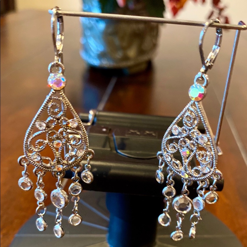 New- Silver Chandelier Crystal Earrings